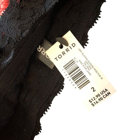 Torrid Brief Panties 2X Curve Cotton Mid-Rise Black White Roses Lace Trim Lot - Picture 6 of 16